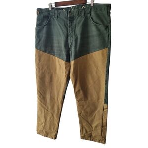 Wrangler Rugged Wear Two Tone Green and Tan Colorblock Work Pants Size 42x30